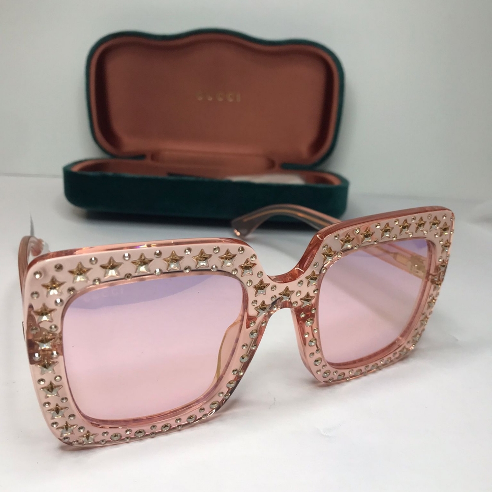 💯 Original GUCCI GG0148S 007 53 GG0148 53 mm Pink Sunglasses - Picture 1 of 13